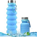 BETOY Faltbare Wasserflaschen, 550ML Faltbare Auslaufsicher Sportflasche, BPA Frei Silikon Flasche Wiederverwendbar Trinkflasche für Reise Camping Radfahren Klettern mit Karabinerhaken