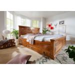 Hellbraune Betten Landhausstil lackiert aus Massivholz mit Rollen 