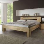 Braune BestLivingHome Rechteckige Französische Doppelbetten geölt aus Massivholz 160x200 