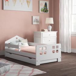 Pinke Kinderbetten aus Kiefer mit Schublade 70x140 Breite 150-200cm, Höhe 50-100cm 