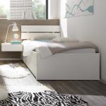 Weiße Moderne Topdesign Rechteckige Einzelbetten lackiert aus Massivholz mit Stauraum 120x200 Breite 100-150cm, Höhe 50-100cm, Tiefe 200-250cm 