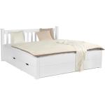 Weiße Betten Landhausstil Lackierte aus Massivholz mit Schublade 160x200 