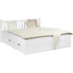 Weiße Romantische Betten Landhausstil lackiert aus Massivholz mit Schublade 180x200 