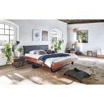 Anthrazitfarbene Rechteckige Betten Antik geölt aus Massivholz 200x200 