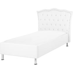 Königliches Bett ideal für Kinder Kunstleder 90x200 cm weiß Metz