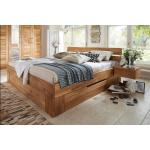 Moderne Main Möbel Meran Betten mit Bettkasten geölt aus Massivholz mit Stauraum 140x200 