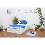 Weiße Moderne Betten mit Bettkasten lackiert aus Massivholz mit Schublade 120x200 