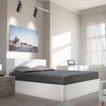 Weiße Betten mit Matratze aus Holz mit Stauraum 140x190 