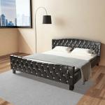 Reduzierte Schwarze Betten mit Matratze aus Kunstleder 180x200 