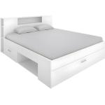 Bett mit Stauraum & Schubladen - 160 x 200 cm - Weiß - LEANDRE