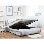 Silberne Moderne Beliani Avignon Betten mit Bettkasten aus Stoff mit Stauraum 160x200 