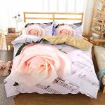 Pinke Karo Moderne Blumenbettwäsche mit Vogel-Motiv mit Reißverschluss aus Baumwolle maschinenwaschbar 135x200 