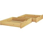 Hellbraune Erst-Holz Bettkästen aus Massivholz mit Rollen 2-teilig 