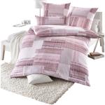 Rosa bügelfreie Bettwäsche mit Reißverschluss aus Baumwolle 135x200 3-teilig 