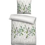 Reduzierte Grüne Blumenmuster Biberna bügelfreie Bettwäsche mit Reißverschluss aus Baumwolle schnelltrocknend 2-teilig 