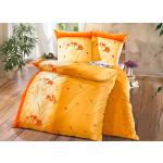 Orange Biberbettwäsche mit Reißverschluss aus Baumwolle maschinenwaschbar 155x220 