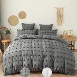 Graue Unifarbene Bettwäsche Sets & Bettwäsche Garnituren aus Baumwolle maschinenwaschbar 200x200 3-teilig 