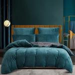 Petrolfarbene Bettwäsche Sets & Bettwäsche Garnituren mit Reißverschluss aus Flanell 220x200 3-teilig 