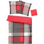 Reduzierte Rote Karo Tom Tailor Biberbettwäsche mit Reißverschluss aus Baumwolle 135x200 3-teilig 