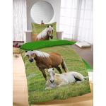 Pferdebettwäsche mit Tiermotiv aus Baumwolle maschinenwaschbar 135x200 