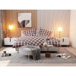 Weiße Karo Bettwaesche-mit-Stil Bettwäsche Sets & Bettwäsche Garnituren mit Reißverschluss aus Flanell 135x220 