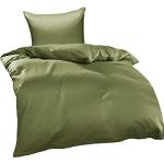 Dunkelgrüne Unifarbene Bettwaesche-mit-Stil Bettwäsche Sets & Bettwäsche Garnituren aus Jersey 155x220 