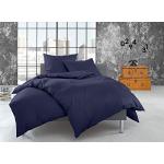 Dunkelblaue Unifarbene Bettwaesche-mit-Stil Bettwäsche Sets & Bettwäsche Garnituren mit Reißverschluss aus Flanell 70x90 