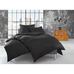 Anthrazitfarbene Unifarbene Bettwaesche-mit-Stil Bettwäsche Sets & Bettwäsche Garnituren mit Reißverschluss aus Flanell 70x90 