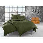 Dunkelgrüne Unifarbene Bettwaesche-mit-Stil Bettwäsche Sets & Bettwäsche Garnituren mit Reißverschluss aus Flanell 