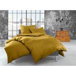 Goldene Unifarbene Bettwaesche-mit-Stil Bettwäsche Sets & Bettwäsche Garnituren mit Reißverschluss aus Flanell 135x200 