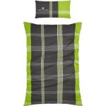 Reduzierte Grüne Karo Moderne Tom Tailor Biberbettwäsche mit Reißverschluss aus Baumwolle 135x200 2-teilig 
