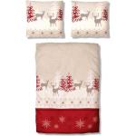 Reduzierte Rote Motiv My Home Motiv Bettwäsche mit Weihnachts-Motiv mit Knopf aus Baumwolle 135x200 2-teilig 