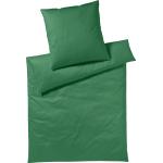 Dunkelgrüne Unifarbene Bettwäsche mit Reißverschluss aus Mako-Satin maschinenwaschbar 200x200 