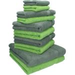 Betz 10-tlg. Handtuch-Set CLASSIC 100%Baumwolle 2 Duschtücher 4 Handtücher 2 Gästetücher 2 Seiftücher Farbe apfelgrün und anthrazitgrau - 0977
