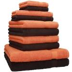 Betz 10-tlg. Handtuch-Set CLASSIC 100% Baumwolle 2 Duschtücher 4 Handtücher 2 Gästetücher 2 Seiftücher Farbe orange und dunkelbraun - 4250850639561