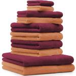 Betz 10-tlg. Handtuch-Set CLASSIC 100% Baumwolle 2 Duschtücher 4 Handtücher 2 Gästetücher 2 Seiftücher Farbe orange und dunkelrot - 0264