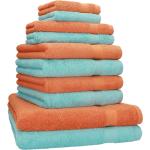 Betz 10-tlg. Handtuch-Set CLASSIC 100% Baumwolle 2 Duschtücher 4 Handtücher 2 Gästetücher 2 Seiftücher Farbe orange und türkis - 1413