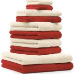 Betz 10-tlg. Handtuch-Set CLASSIC 100% Baumwolle 2 Duschtücher 4 Handtücher 2 Gästetücher 2 Seiftücher Farbe rot und beige - 4250850638854