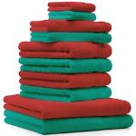 Betz 10-tlg. Handtuch-Set CLASSIC 100% Baumwolle 2 Duschtücher 4 Handtücher 2 Gästetücher 2 Seiftücher Farbe smaragdgrün und rot - 0248