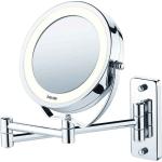 Silberne Runde Schminkspiegel & Kosmetikspiegel aus Chrom LED beleuchtet 