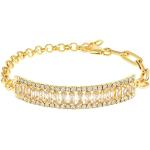 Reduzierte Goldene Edelstein Armbänder vergoldet aus Kristall 18 Karat mit Zirkonia für Damen 
