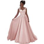 Pinke Bestickte Ärmellose Maxi One Shoulder Lange Abendkleider aus Tüll für Damen Übergrößen für die Braut für den für den Sommer 