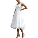 Weiße Bestickte Maxi Standesamtkleider aus Tüll für Damen Übergrößen für die Braut für den für den Winter 