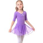 Bezioner Ballettkleidung Mädchen Tanzkleid Kinder Baumwolle Balletttrikot Ballettkleid mit Rock Tütü Violett 110