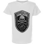 Silberne Kurzärmelige Bezlit Pailletten Shirts für Kinder mit Totenkopfmotiv mit Pailletten für Jungen Größe 104 