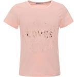 Rosa Motiv Kurzärmelige Bezlit Kinder T-Shirts mit Glitzer aus Baumwolle für Mädchen Größe 140 für den für den Sommer 