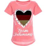 Dunkelrosa Kurzärmelige Bezlit Deutschland Pailletten Shirts für Kinder mit Pailletten aus Baumwolle für Mädchen Größe 164 