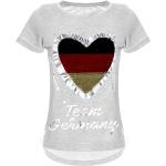 Graue Kurzärmelige Bezlit Deutschland Pailletten Shirts für Kinder mit Pailletten aus Baumwolle für Mädchen Größe 104 