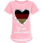 Rosa Kurzärmelige Bezlit Deutschland Pailletten Shirts für Kinder mit Pailletten aus Baumwolle für Mädchen Größe 164 
