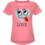 Dunkelrosa Motiv Kurzärmelige Bezlit Kinder T-Shirts mit Herz-Motiv aus Baumwolle für Mädchen Größe 164 für den für den Frühling 